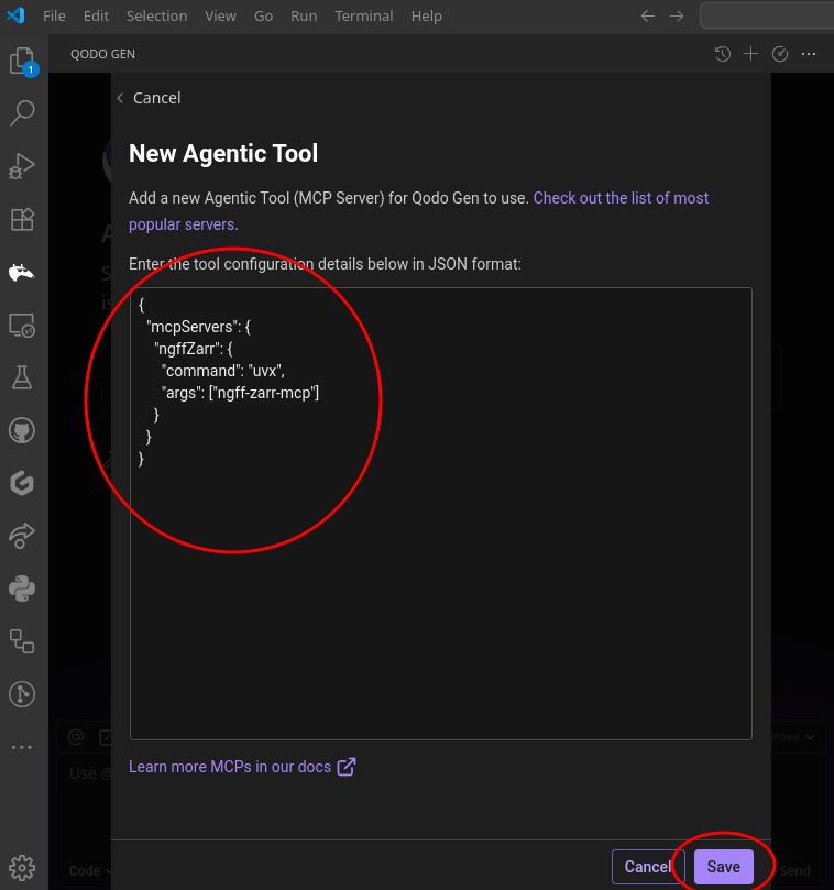 h:300 center Qodo ngff-zarr MCP server
